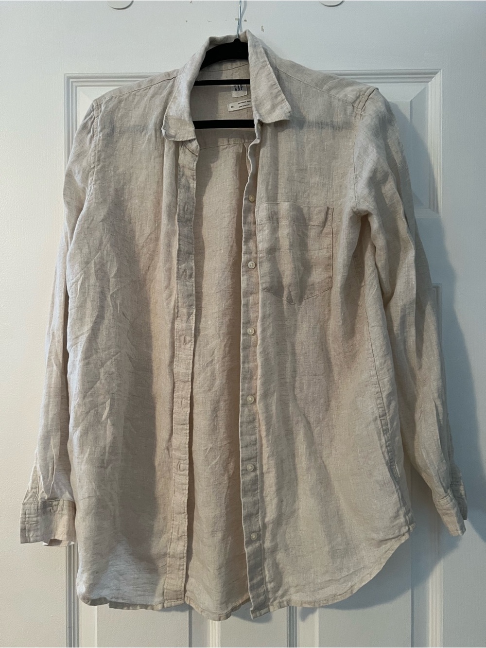GAP 100% Linen Boyfriend Shirt – Natural Beige – XS